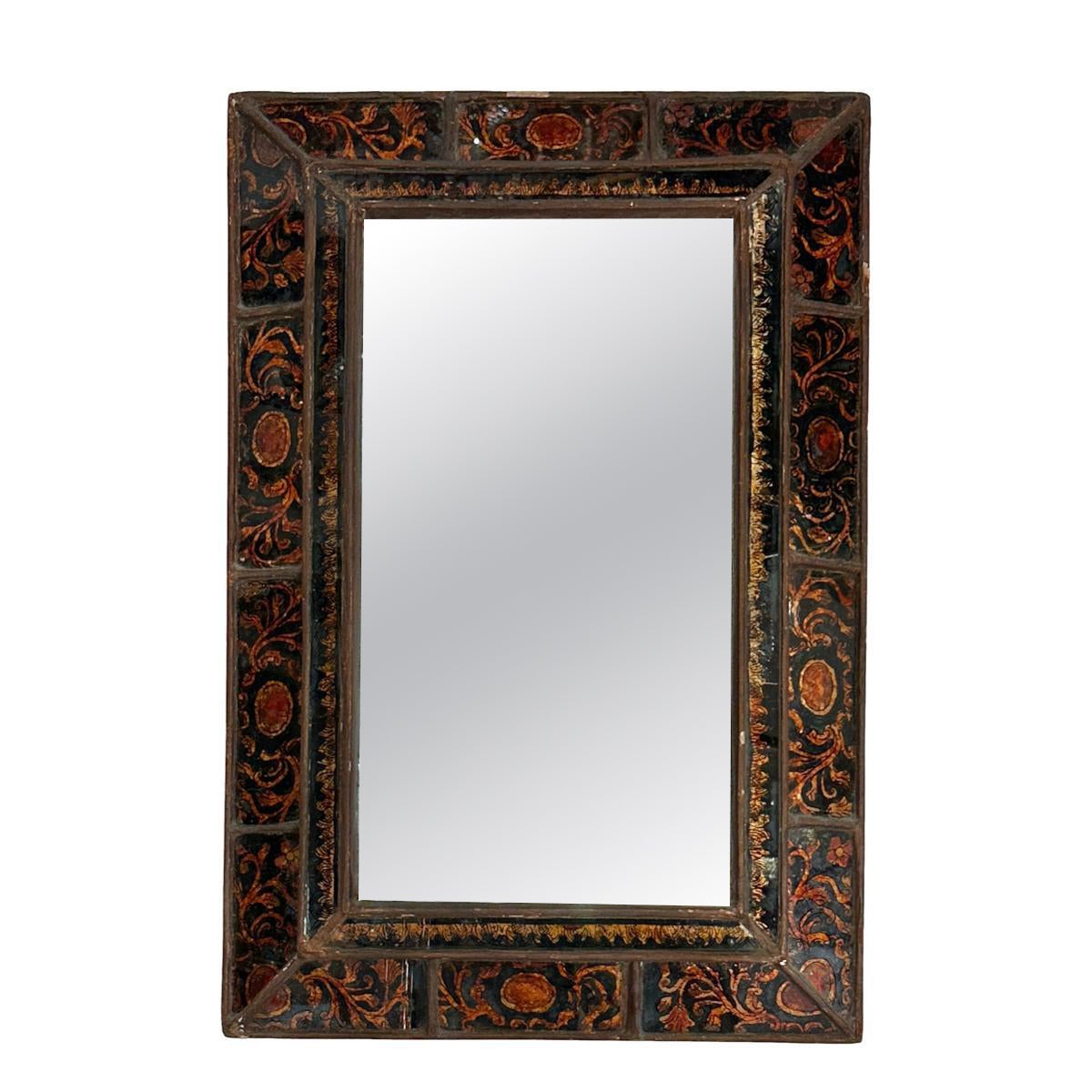 Vintage Italian Reversed Painted Mirror im Angebot