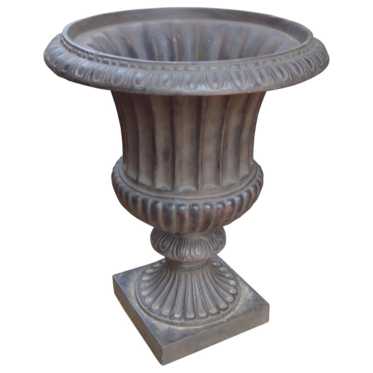 Large Classic Fluted Fiberglass Urn For Sale at 1stdibs
