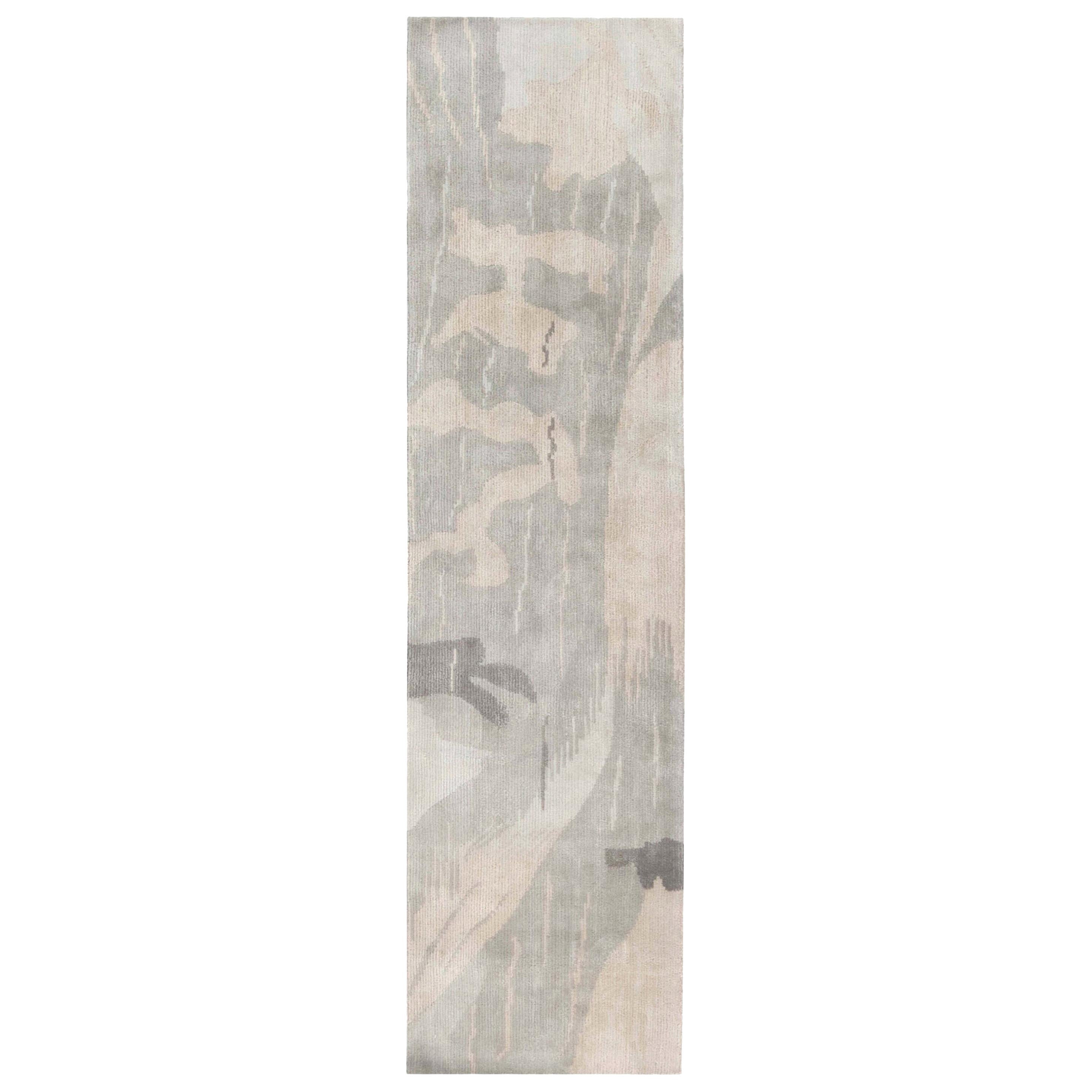 Moderna alfombra de lana de alta calidad beige y gris hecha a mano por Doris Leslie Blau