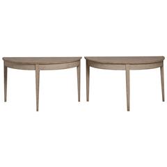 Pair of Swedish Demilune Console Tables, circa 1880