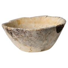 Antique Swedish Rustic Wooden Bowl in Birch Root with a Genuine Pale Patina