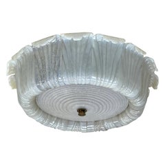Large Mid-Century Murano Glass Flush Mount Chandelier by Barovier e Toso, 1940