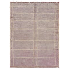 Vintage Moroccan Rug in Mauve and Beige with Geometric Patterns - Rug & Kilim