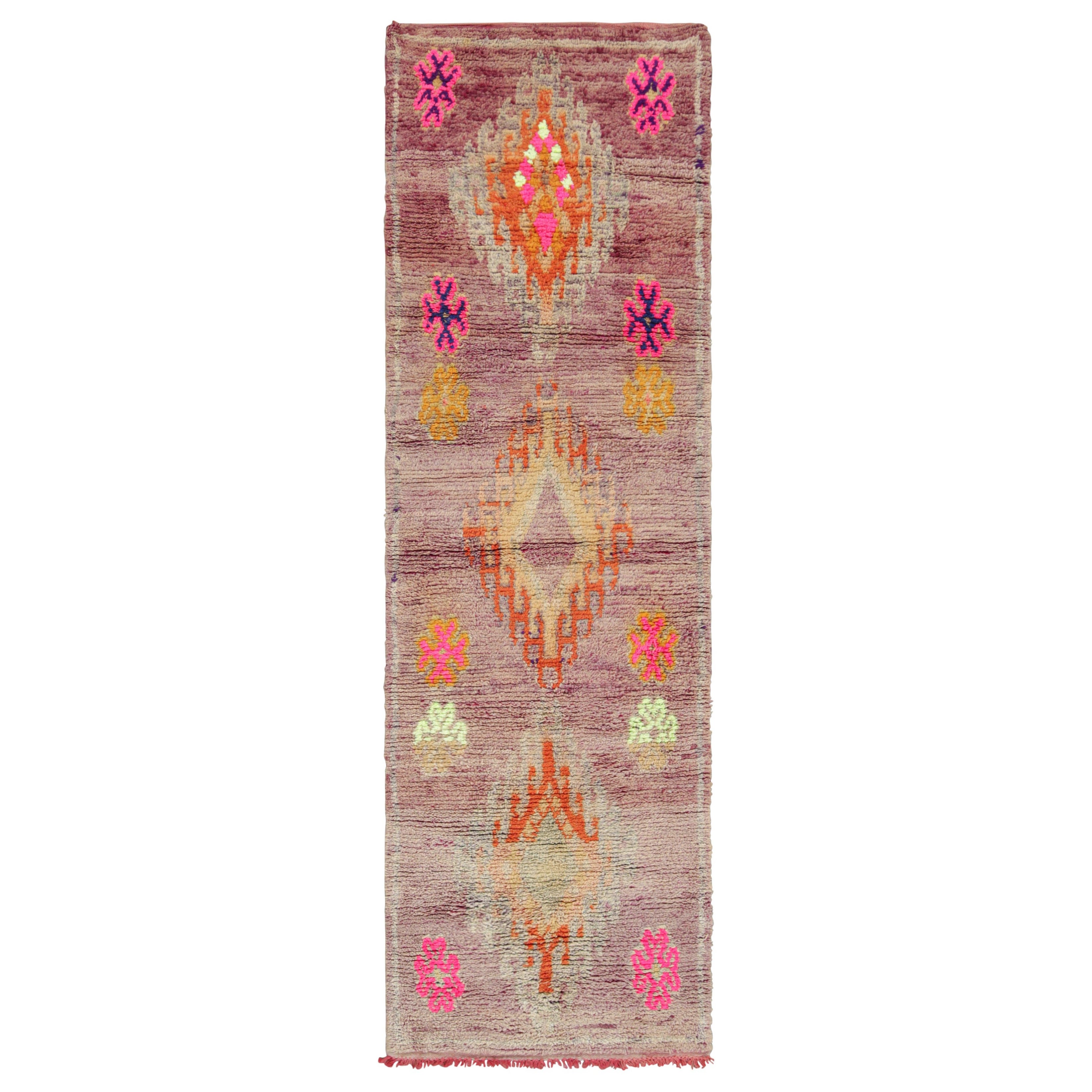 Vintage Moroccan Runner Rug with Colorful Geometric Patterns - Rug & Kilim