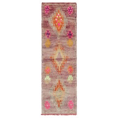 Vintage Moroccan Runner Rug with Colorful Geometric Patterns - Rug & Kilim