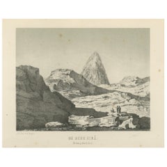Islamic Landscape Print Mountain of Hira Mecca, 1863 Dutch Lithograph