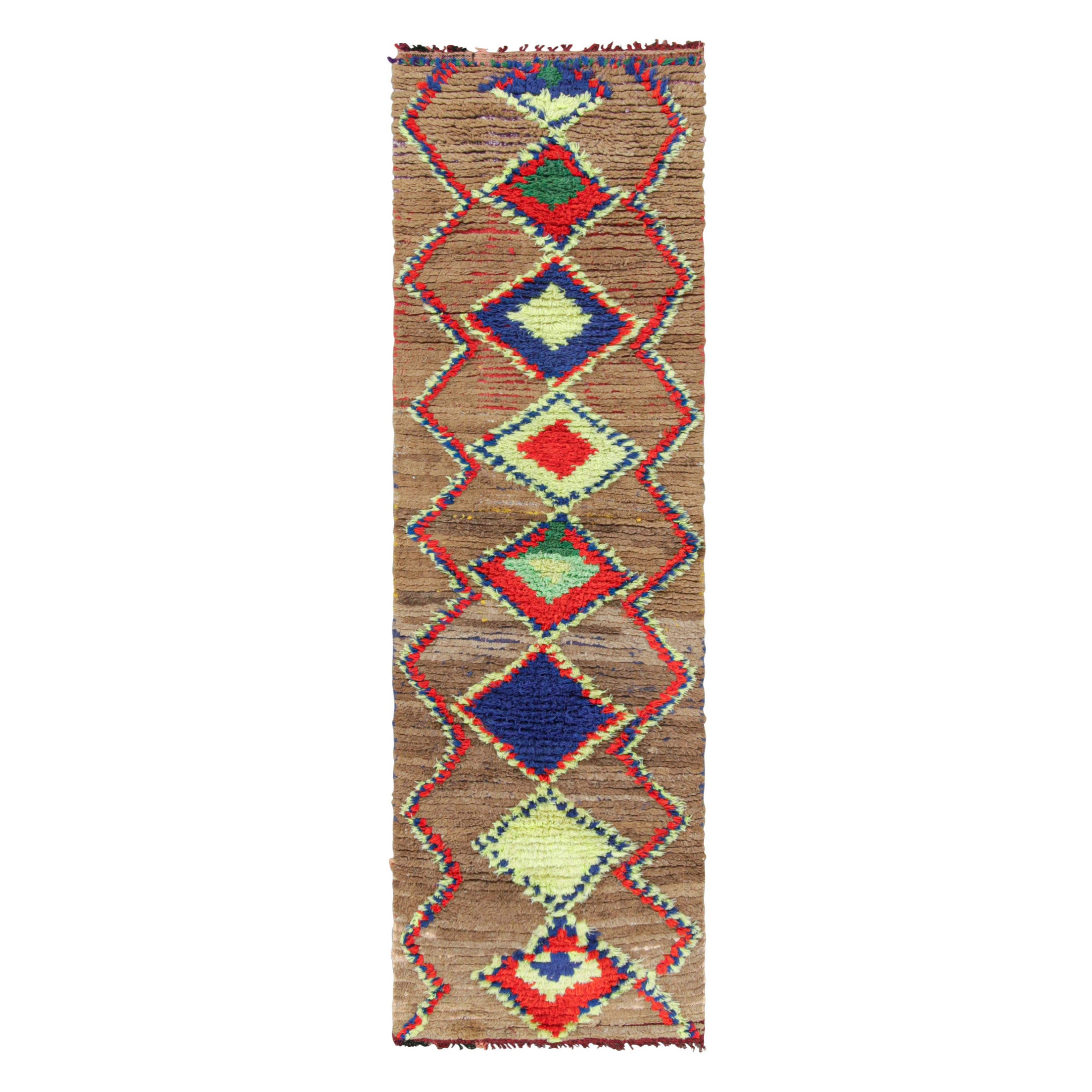 Vintage Moroccan Runner Rug with Colorful Geometric Medallions - Rug & Kilim