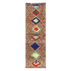 Vintage Moroccan Runner Rug with Colorful Geometric Medallions - Rug & Kilim