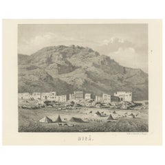 Islamic Landscape Print Mina Valley Near Mecca, 1863 Dutch Lithograph
