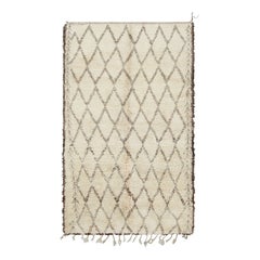 Vintage Moroccan Rug, Cream & Beige with Diamond Patterns - Rug & Kilim