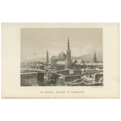 Islamic Cityscape Print Great Mosque of Damascus, 1863 Dutch Lithograph