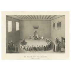 Islamic Ritual Print Dance of the Dervishes Ceremony, 1863 Dutch Lithograph