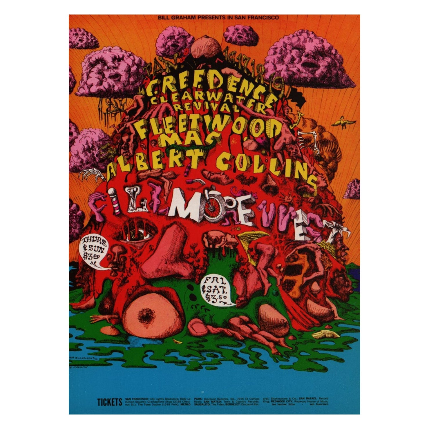 1969 Creedence Clearwater Revival & Fleetwood Mac - Fillmore West Poster in vendita