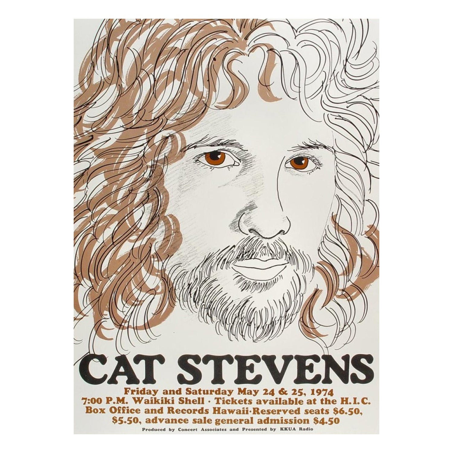 1974 Cat Stevens - Hawaii Original Vintage Poster