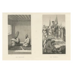 Islamic Sufi Ritual Print The Tschillé and the Dausa, 1863 Dutch Lithograph