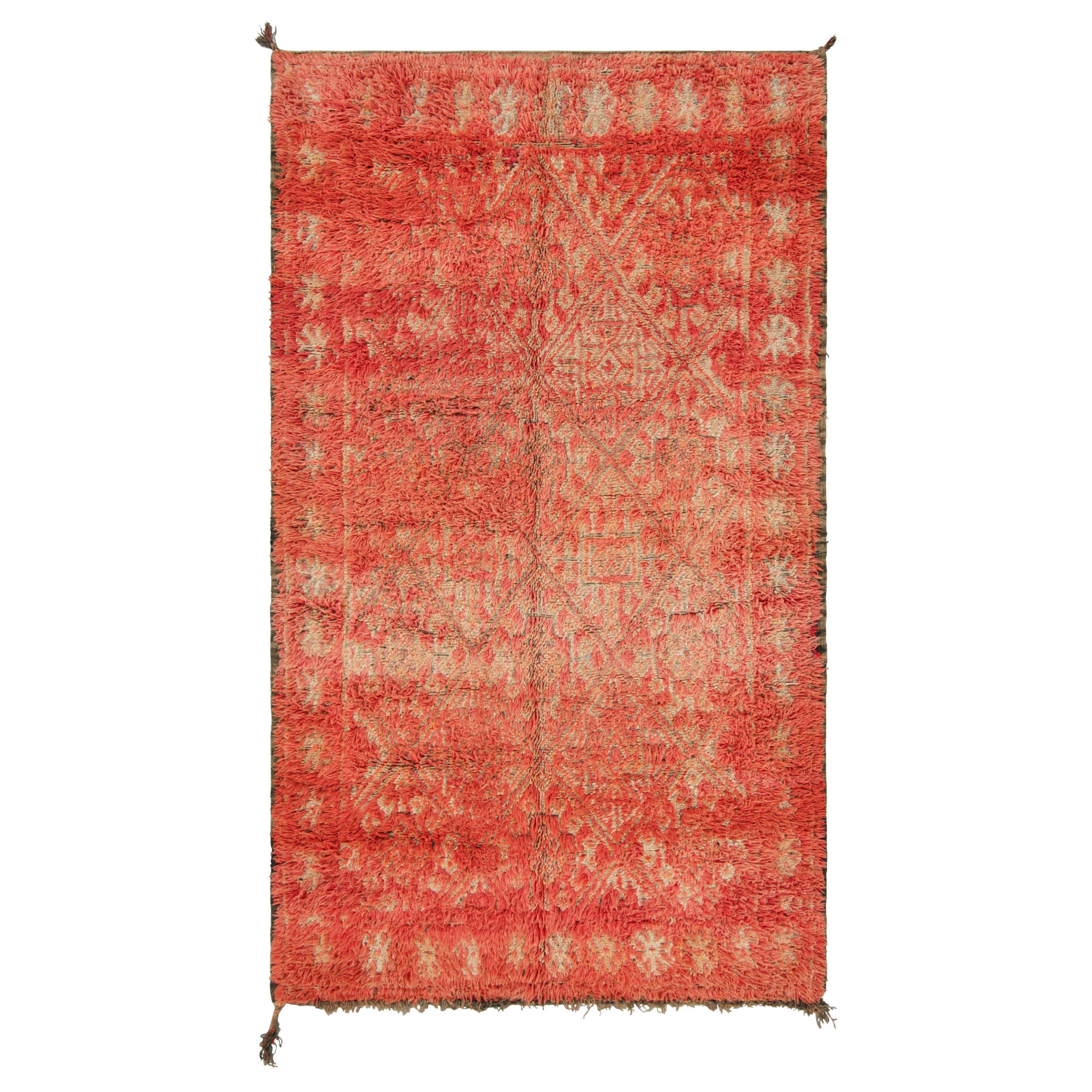 Vintage Marokkanischer Teppich, Rot & Beige mit Rautenmustern - Rug & Kilim