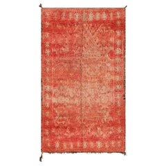 Vintage Moroccan Rug, Red & Beige with Diamond Patterns - Rug & Kilim