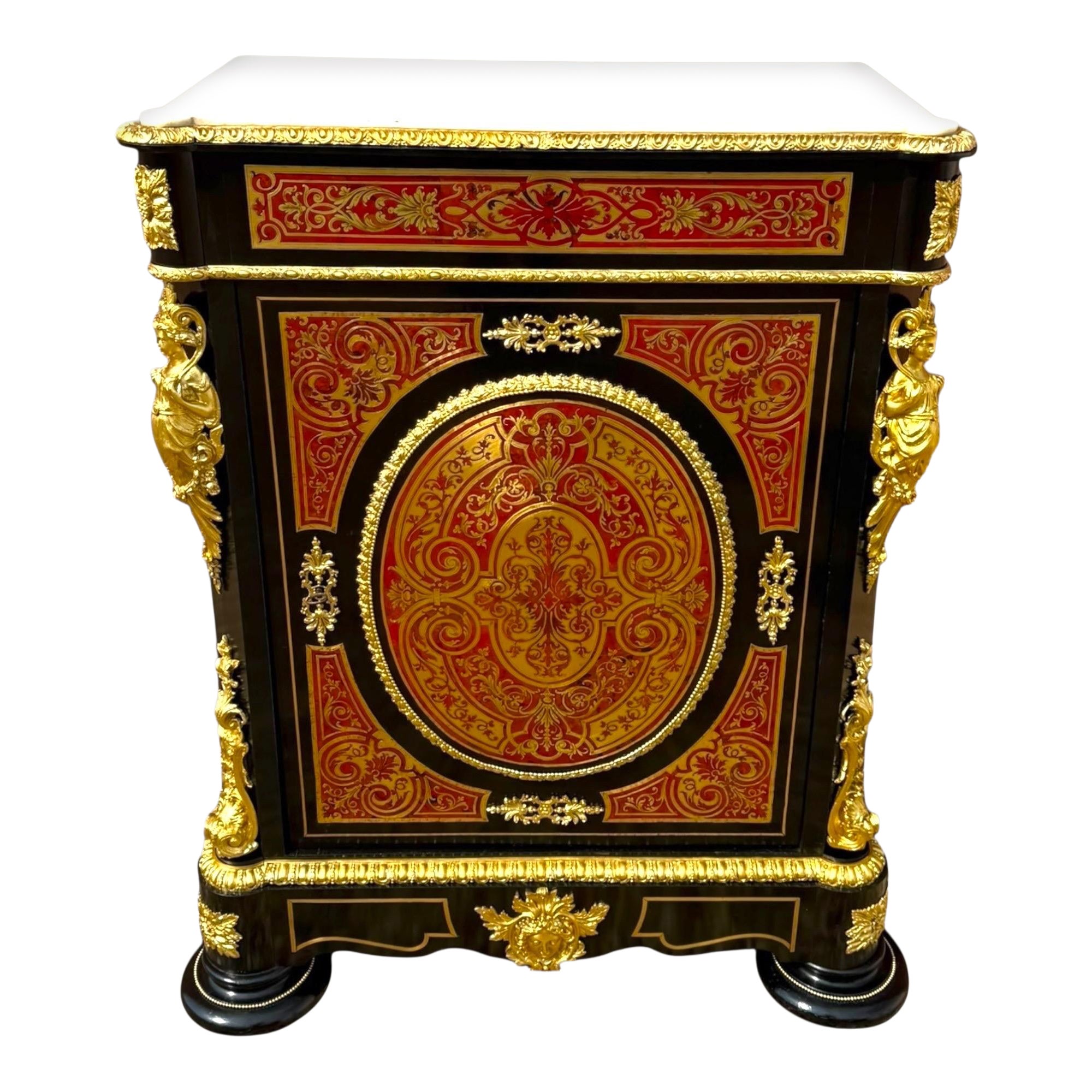 Napoleon III Boulle & Marble Pier Cabinet