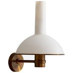 Danish Designer, Wall Light, Brass, Glass, Denmark, 1950s