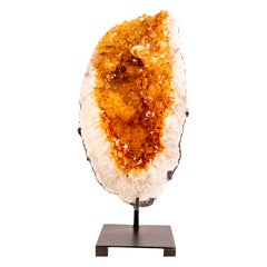 Citrine Cluster with Golden-Orange Druzy on Custom-Made Stand