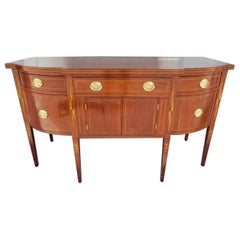 Charleston Hepplewhite Mahogany Bow Front Bell Flower Dot Inlaid Sideboard, 1790