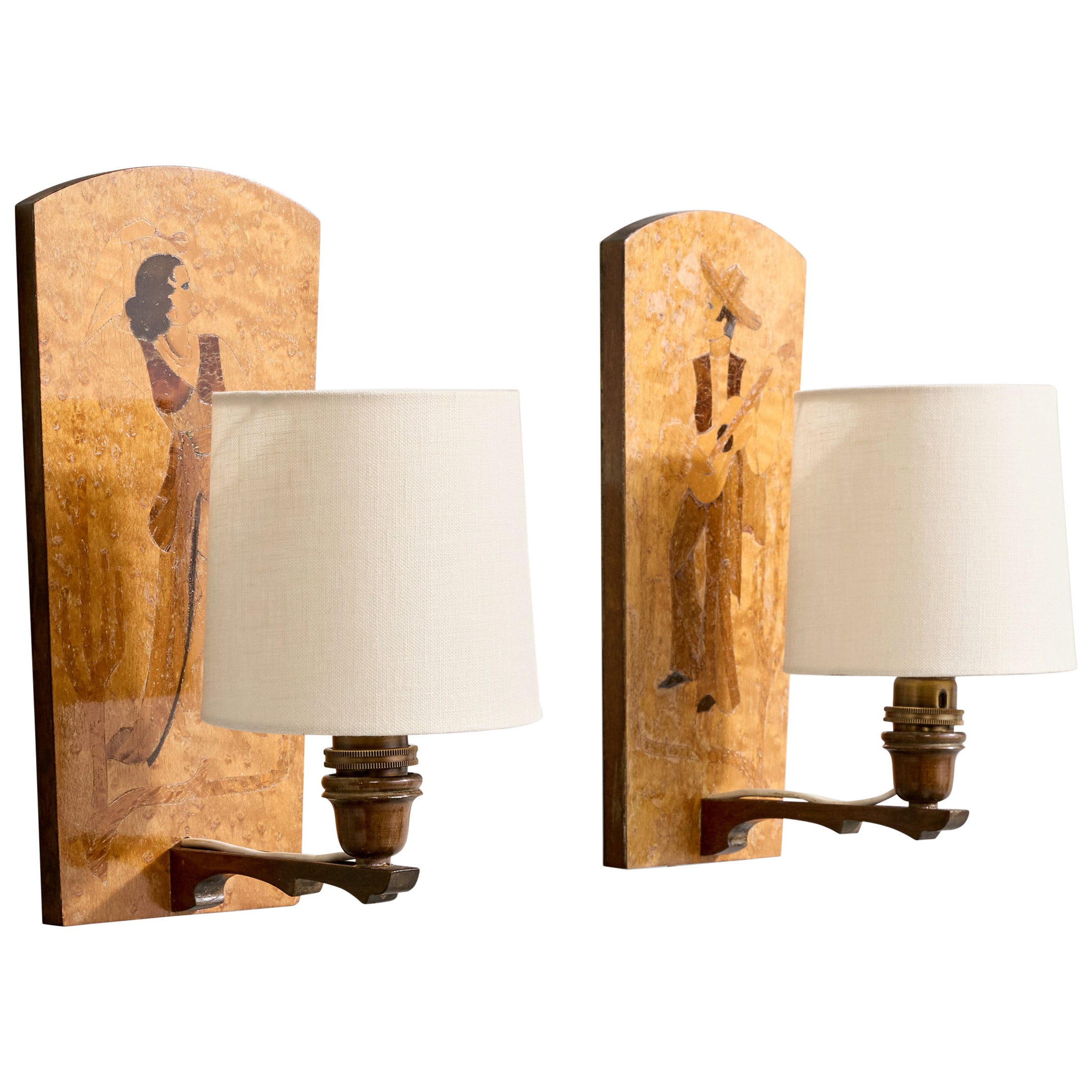Design/One, Design-Light, Wood, Brass, Fabrice, Suède, années 1940 en vente