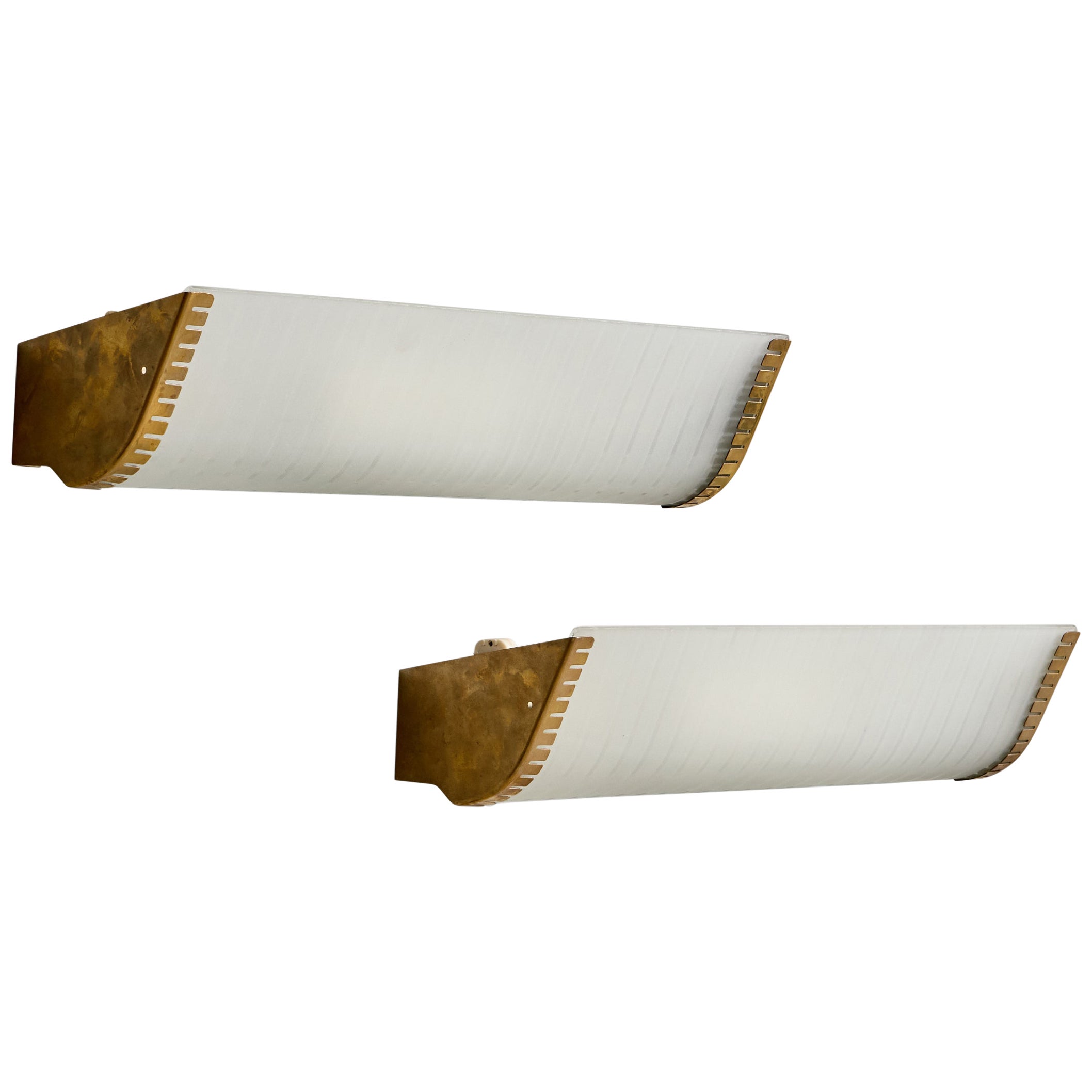 ASEA, Wall Lights, Brass, Glass, Sweden, 1940s