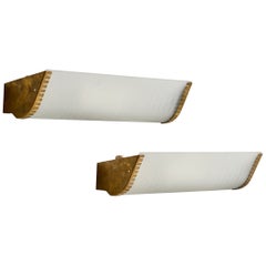 ASEA, Wall Lights, Brass, Glass, Sweden, 1940s