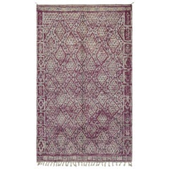 Vintage Moroccan Rug, Purple & Beige with Diamond Patterns - Rug & Kilim