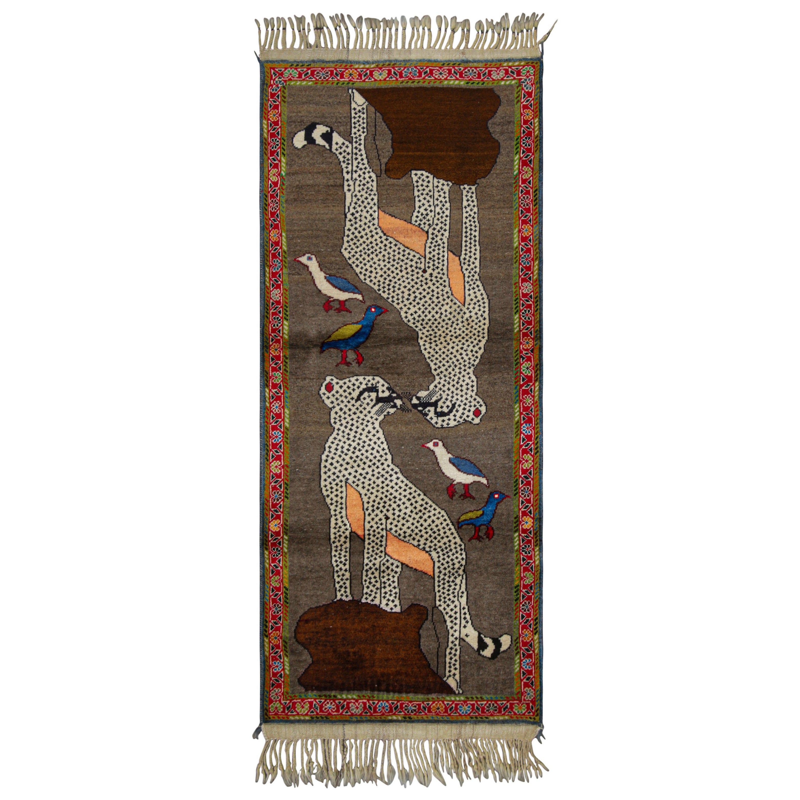 Vintage Gabbeh Persian Runner Rug with Tribal Animal Pictorials - Rug & Kilim