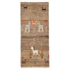 Vintage Gabbeh Persian Runner Rug with Colorful Pictorials - Rug & Kilim