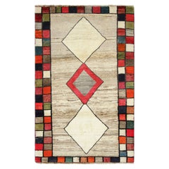 Vintage Gabbeh Persian Runner with Multicolor Diamond Medallions - Rug & Kilim