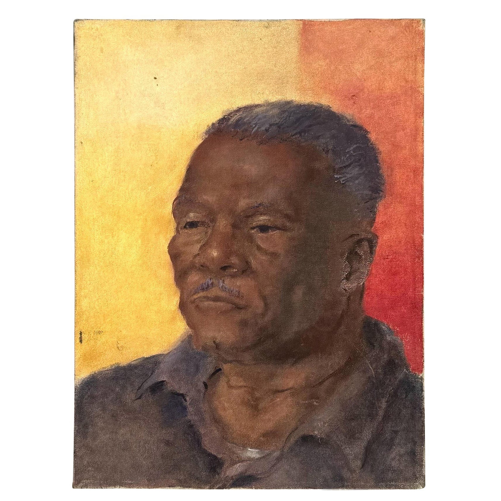 Vintage Boho Portrait of Man Oil on Canvas