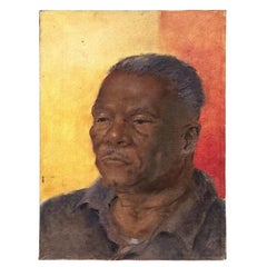 Vintage Boho Portrait of Man Oil on Canvas