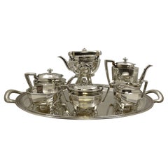Tiffany Sterling Silver 7-Piece 1907 Tea & Coffee Set + Tray Century Pattern