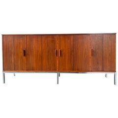 Mid Century Modern Walnut Knoll Style Long Credenza