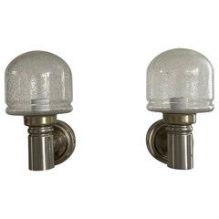 Space Age Glass and Metal Pair of Sconces by N Leuchten, 1960s, Germany
