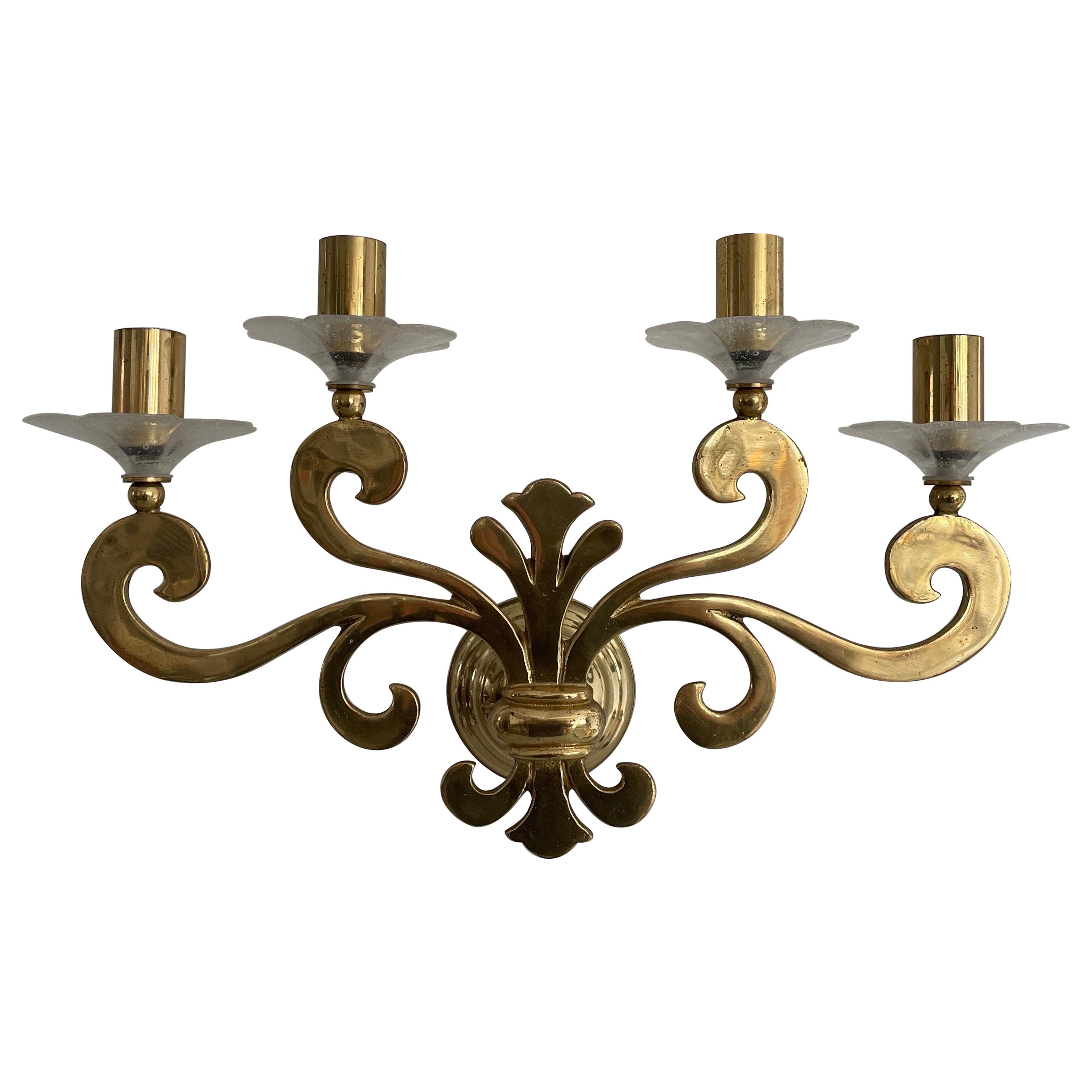 Exclusive Brass 4-armed Single Sconce by Hans Möller, 1960s, Germany en vente