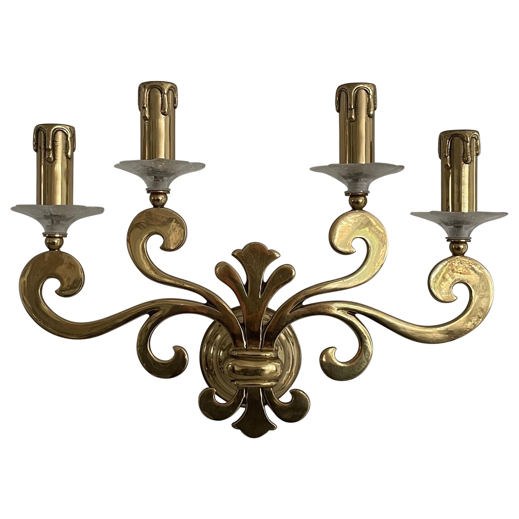 Exclusive Brass 4-armed Single Sconce by Hans Möller, 1960s, Germany