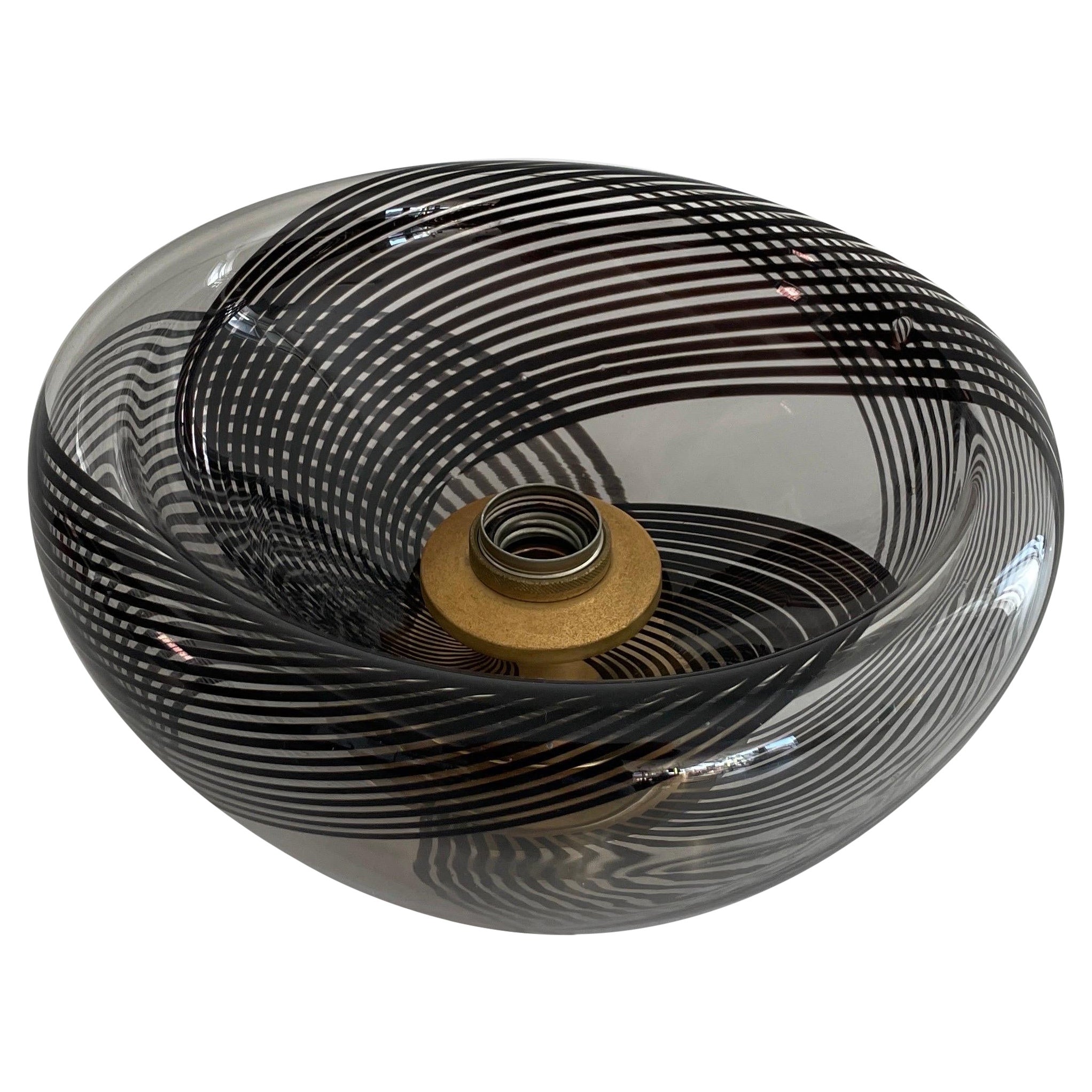 Murano Glass Black Flush Mount Ceiling Lamp, 1960s, Italy
