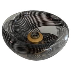 Murano Glass Black Flush Mount Ceiling Lamp, 1960s, Italy