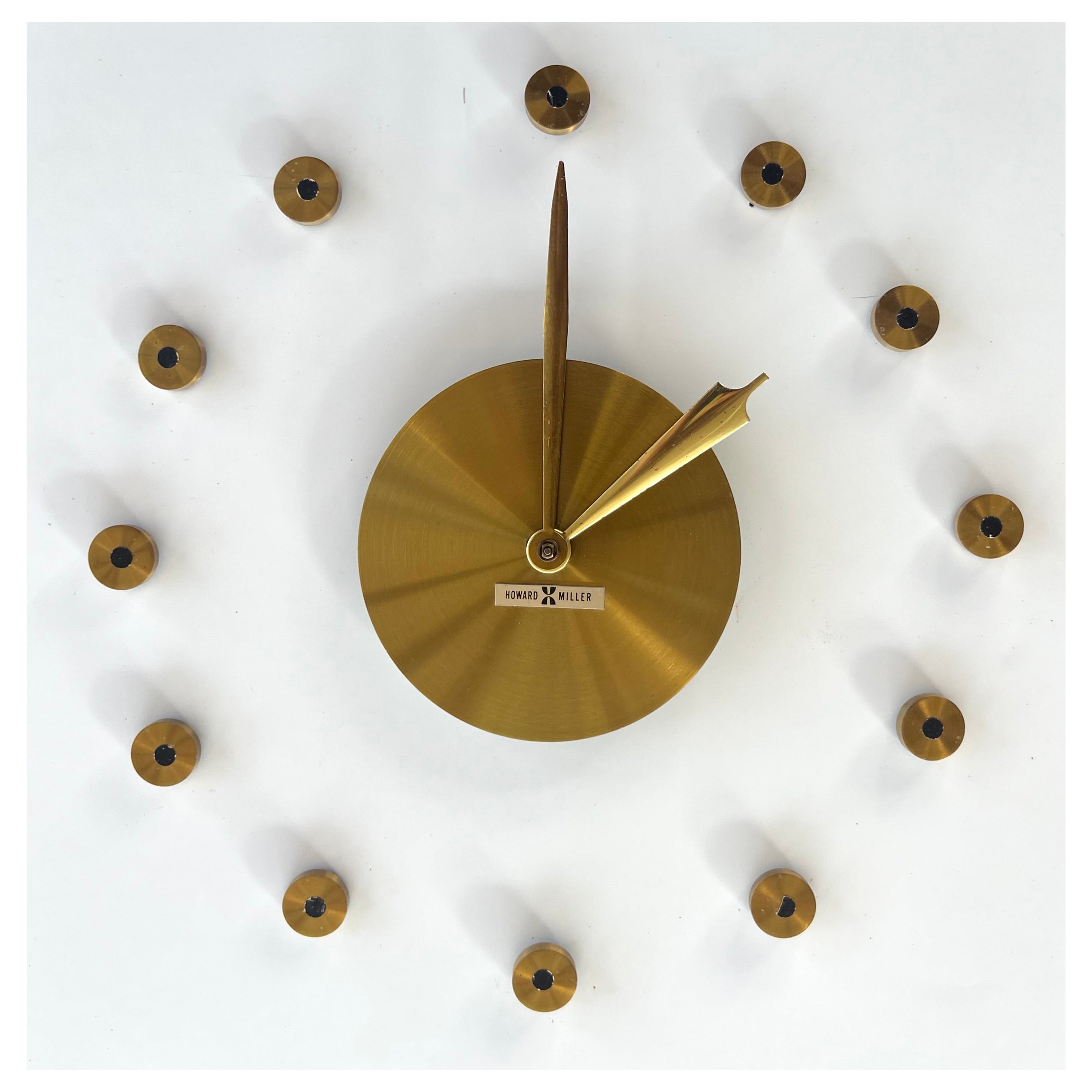 Rare 1950’s Satin Brass Wall Clock by George Nelson for Howard Miller