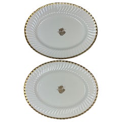 Pair of Large Minton “Gold Crocus” Gilt Porcelain Serving Platters, 1950s