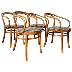 Vintage Thonet B9 Armchairs Reupholstered in Plaid - Set of 4