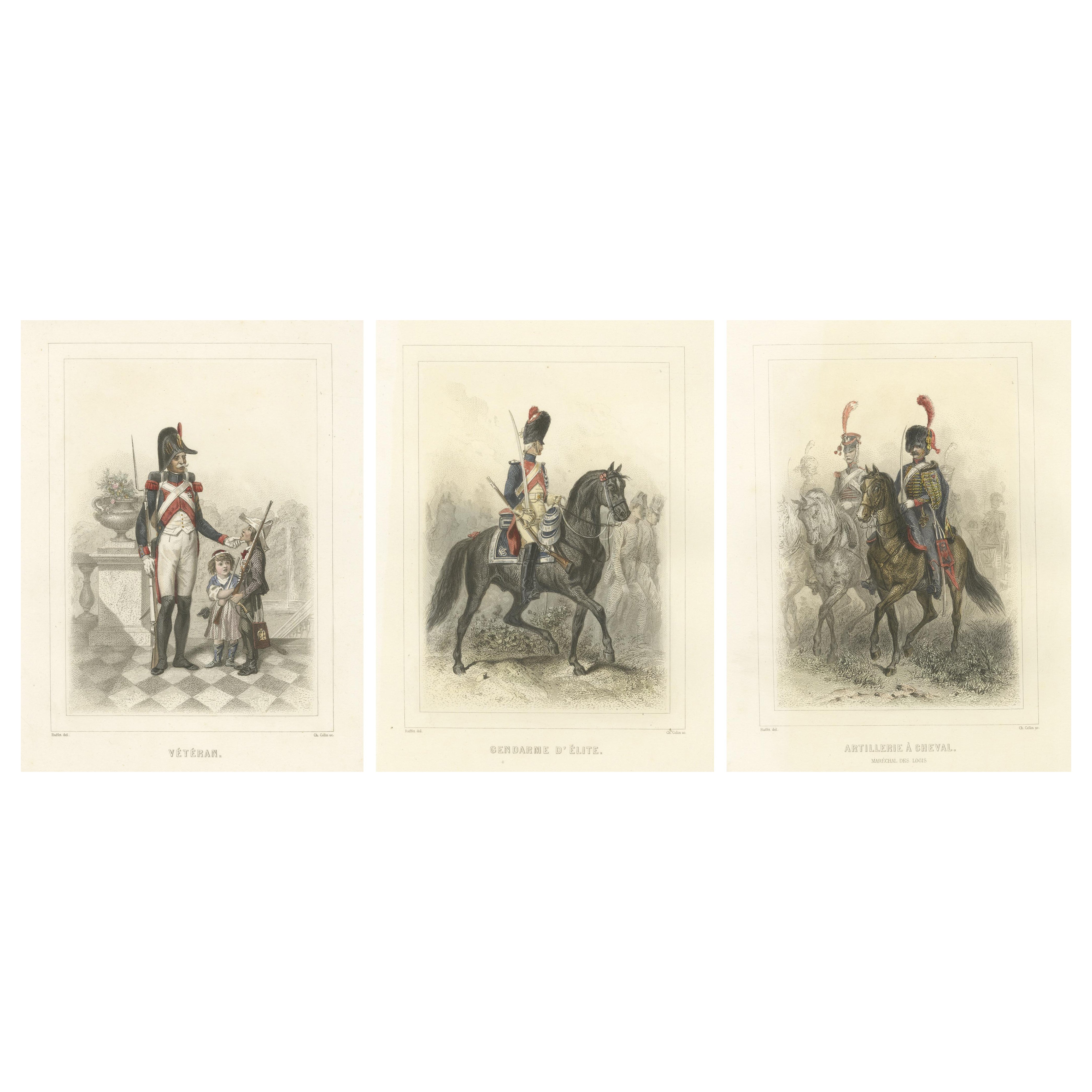Napoleonic Military Uniforms – French Cavalry, Artillery, and Veteran, 1859
