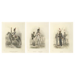 Antique Napoleonic Guard Soldiers – Grenadier, Marine, and Standard Bearer, 1859