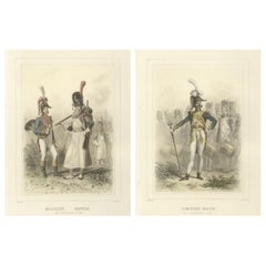 Antique Napoleonic Military Musicians – Sapper, Horn Player, and Drum Major, 1859