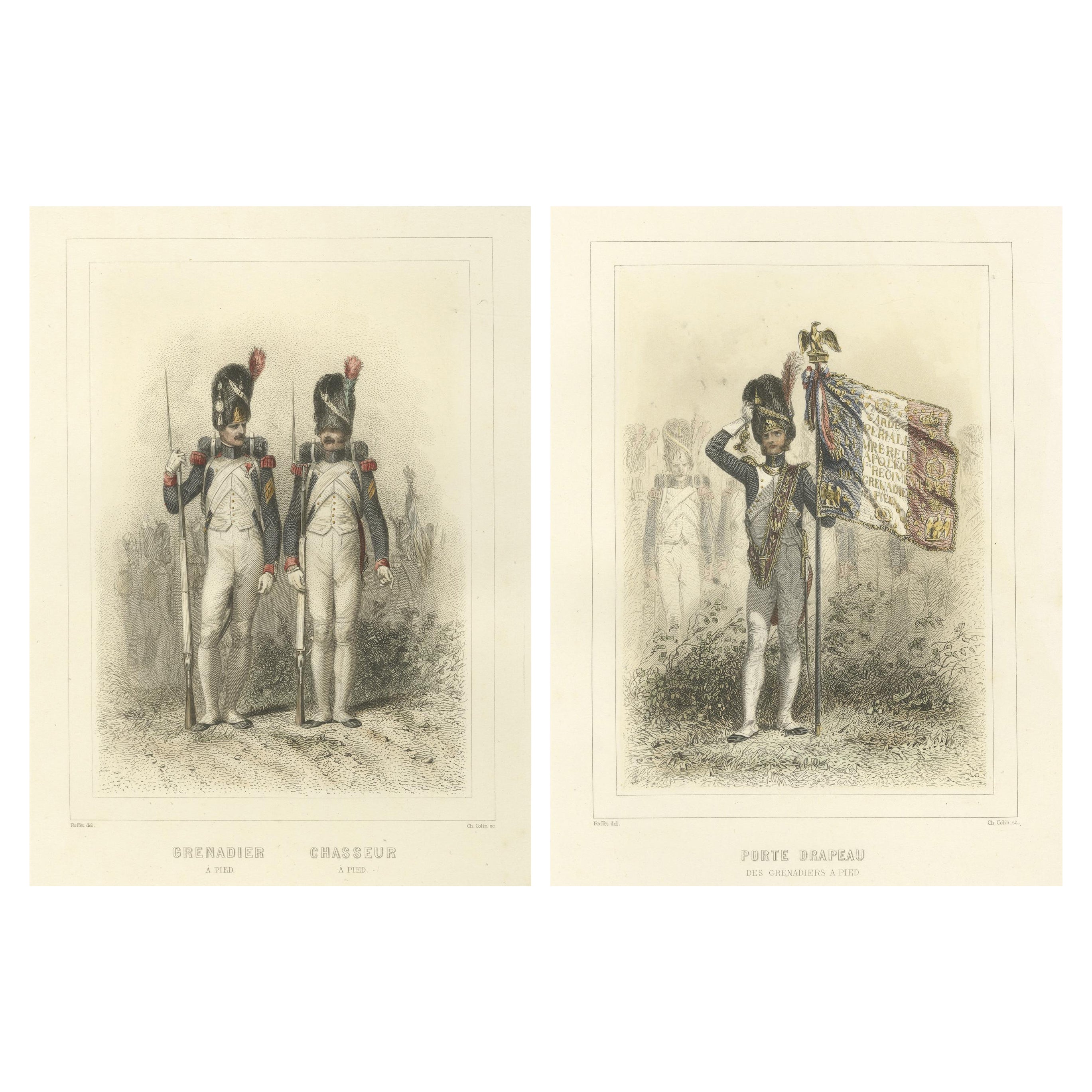 Napoleonic Foot Grenadiers – Chasseur, Grenadier, and Flag Bearer, 1859