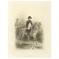 Napoleon Bonaparte on Horseback – Imperial Guard Lithograph, 1859
