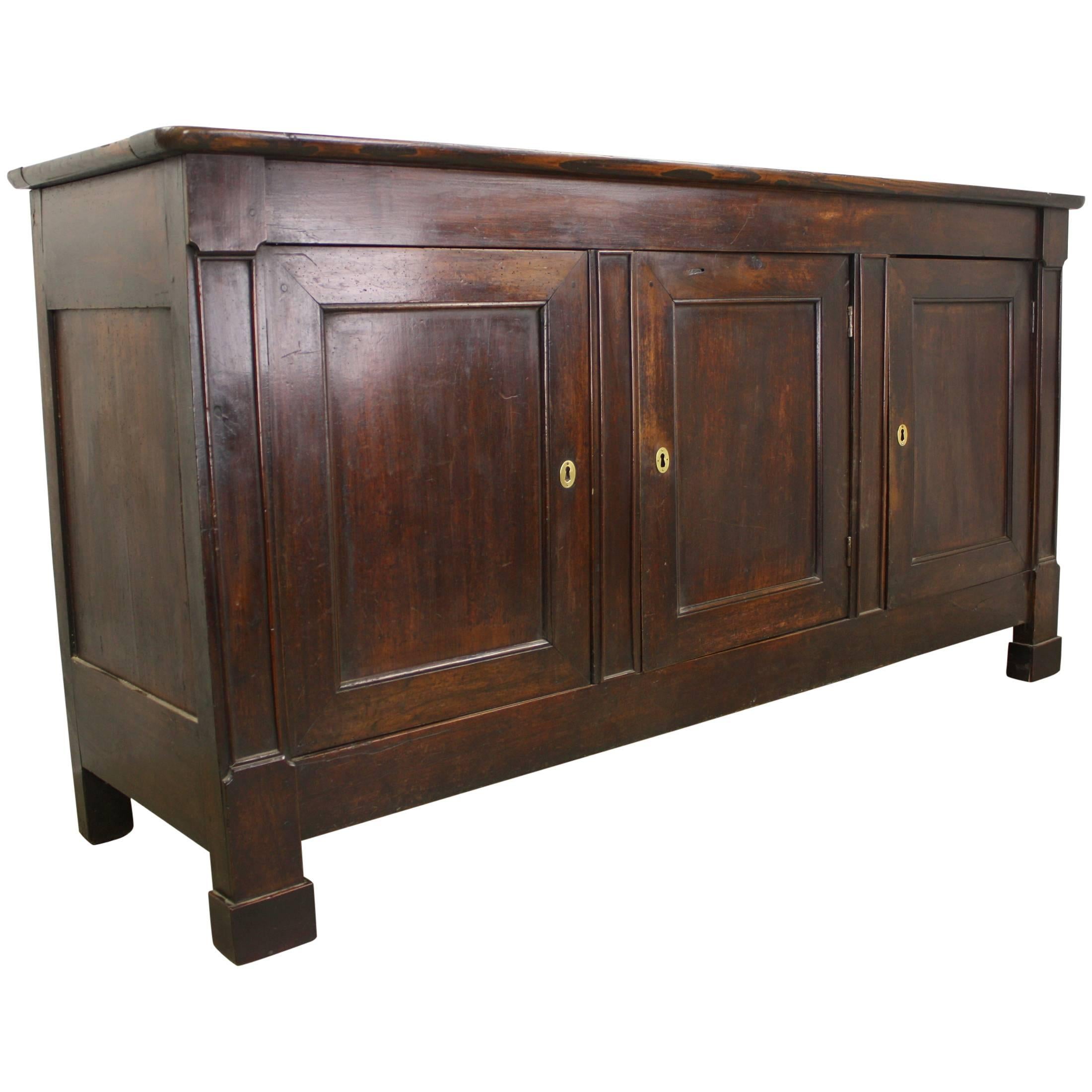 Antique French Directoire Enfilade in Walnut with Chestnut Top